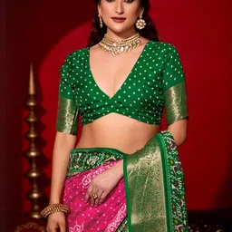 KCPC BANDHANI Pink Printed Silk Blend Sarees image 3