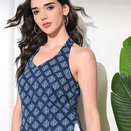 kalamir Zenava by Myntra Print Halter Neck Cotton Top image 3