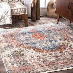 status Multicolor Persian Polyester 3 ft x 5 ft Machine Made Carpet-picture-14
