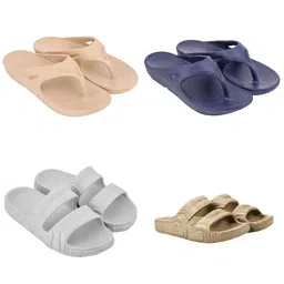 Feel alive Men Set of 4 Textured Clogs Flip Flops-picture-22