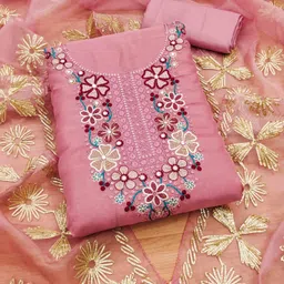 Blissta Floral Embroidered Sequinned Organza Unstitched Dress Material-picture-33