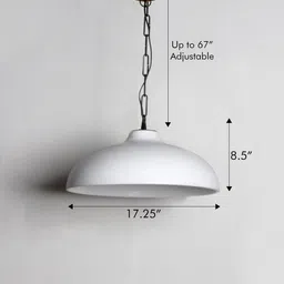 ujjala Kirt Ceramic Dome Hanging Light (White) with White Ceramic Shade image 2