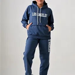SMSHOPMORE Girls Los Angeles Typography Printed Hooded Mid-Rise Tracksuit-picture-14
