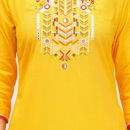 HERE&NOW Women Ethnic Motifs Embroidered Regular Thread Work Pure Cotton Kurta with Trousers & With Dupatta image 4