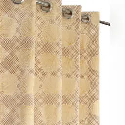 GEET CREATIONS Cream Floral Room Darkening Velvet Window Curtain-image-67