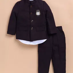 LITTLE COLLARS Boys Owl Embroidered Woven Three-Piece Suit-image-57