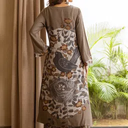 Sangria Floral Printed Beads and Stones Kurta with Palazzos image 2