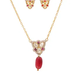 AARSEE OFFICIAL Anti-Tarnish 22KT Gold-Plated Velvet Rose Pendant Set image 5