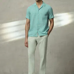 Mufti Men Cuban Collar Vertical Striped Casual Shirt image 4