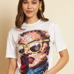 VANGULL Women Printed Round Neck Top-image-30