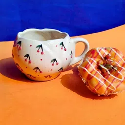 TheYUGO Red & Blue Printed Ceramic Glossy Cup image 5