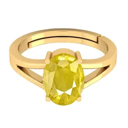 VISHVMA Gold-Plated 12.00 Ratti Sapphire Pukhraj Gem Stone Studded Finger Ring-picture-32