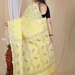 PuJoy Ethnic Motifs Pure Cotton Taant Saree image 3