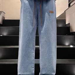 KPOP Men Solid Mid-Rise Relaxed Trousers-picture-10
