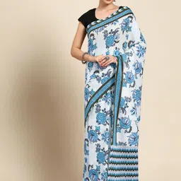 BUTA BUTI Blue Colour Floral Pure Cotton Printed Saree-picture-31
