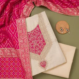 Koskii Floral Embroidered Sequinned Unstitched Dress Material-picture-30