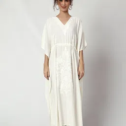 CRAFTBAZAR Embroidered Kaftan Maxi Dress-picture-36