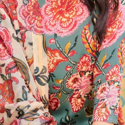 KALINI Women Floral Printed Regular Kurta with Trousers & With Dupatta image 2