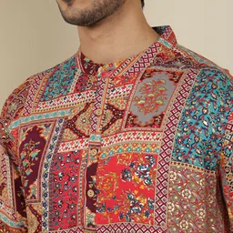Anouk Men Ethnic Motifs Printed Festive Straight Kurtas image 3