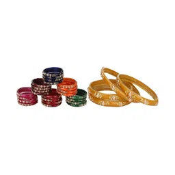 SOMIL Set Of 28 Artificial Stones Studded & Beaded Bangles-image-65