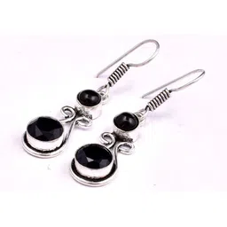 AAR Jewels Silver-Plated German Silver Onyx Drop Earrings-image-81