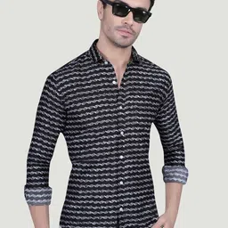ALMATY Stian Comfort Abstract Printed Slim Fit Cotton Shirt-picture-18