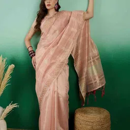 all about you Woven Design Zari Organza Handloom Kanjeevaram Saree-image-85