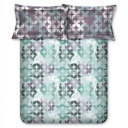 BOMBAY DYEING Purple & Green 100 TC Pure Cotton Double Bedsheet With 2 Pillow Covers image 4