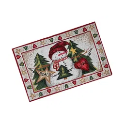 PRAKARTIK 4-Pcs Red & Beige Printed Pure Cotton Heat Resistant Table Placemats image 4