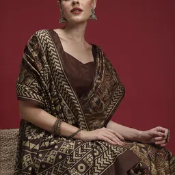 Mitera Ethnic Motifs Silk Blend Block Print Saree image 5