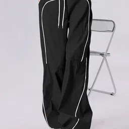 RAJOVATI Women Loose Fit Mid-Rise Parachute Trousers-image-5