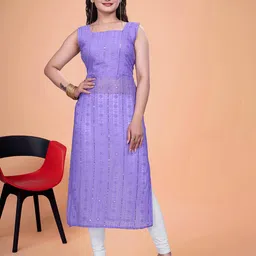 PARROT CREATION Embroidered Square Neck Straight Kurta image 2