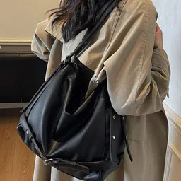 StyleCast x Revolte Women Textured Bucket Shoulder Bag image 4