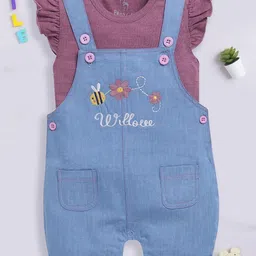 BABY GO Girls Embroidered Romper With T-Shirt-image-0