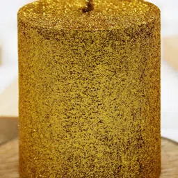 atorakushon Golden-Toned 2 pieces Glitter Scented Pillar Candle image 4