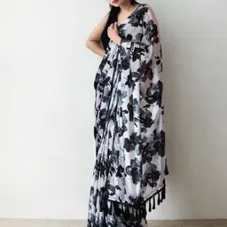 Mitera Floral Printed Chinon Saree image 2