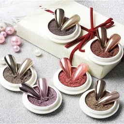 bolt bee Chrome Nail Powder -Pink Set of 6 Metallic Super Mirror powder image 2