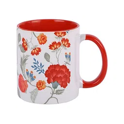 PENTADECO White & Rust Floral Printed Ceramic Glossy Mugs Set of Cups and Mugs image 2