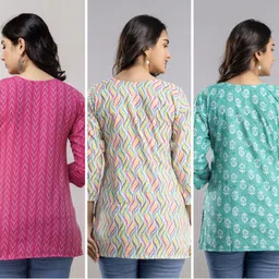 biraeam Pack of 3 Women Printed Cotton Blend A-line Kurta image 2