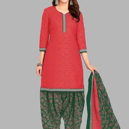 shree jeenmata collection Floral Printed Pure Cotton Unstitched Dress Material image 1
