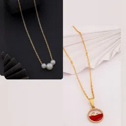 SZN Set Of 2 Gold-Plated Artificial Beaded Minimal Chains-picture-47