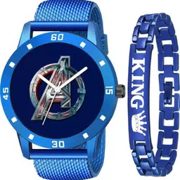 qlufovi Analog Watch - For Men Blue Avengar & King Breclet-picture-10