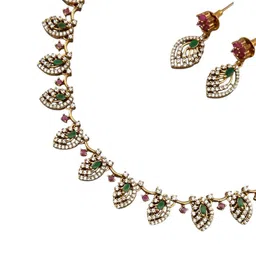 Pihtara Jewels Gold-Plated Cubic Zirconia Stones Studded Jewellery Set image 4