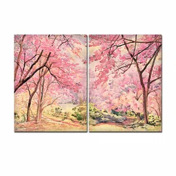 vibecrafts Flower Pink Canvas Framed Floral Art Print Set of 2 image 4