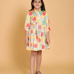 YK Girls Floral Print Satin Fit & Flare Dress-image-19
