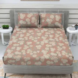 Aura Coral & Grey Floral Printed 210 TC Microfiber King Bedsheet Set 2.74 m x 2.74 m-picture-25