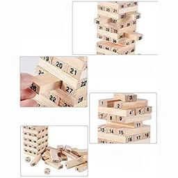 bogenlite 47 Wooden Building Blocks with Wooden dice Jenga Learning Game- 13 cm image 2