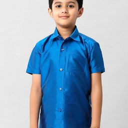 Ramraj Boys Cutaway Collar Solid Silk Casual Shirt-picture-24