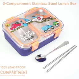 adiyaenterprise Back to School 2-Compartment Stainless Steel Lunch Box 2 Containers Lunch Box image 3