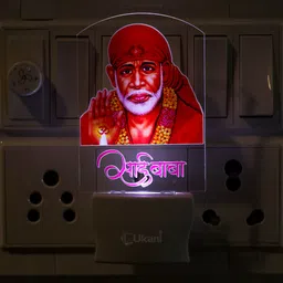 ukani SAI BABA UV Printed Acrylic 3D Illusion White Colour LED Plug and Play Night Lamp-picture-19